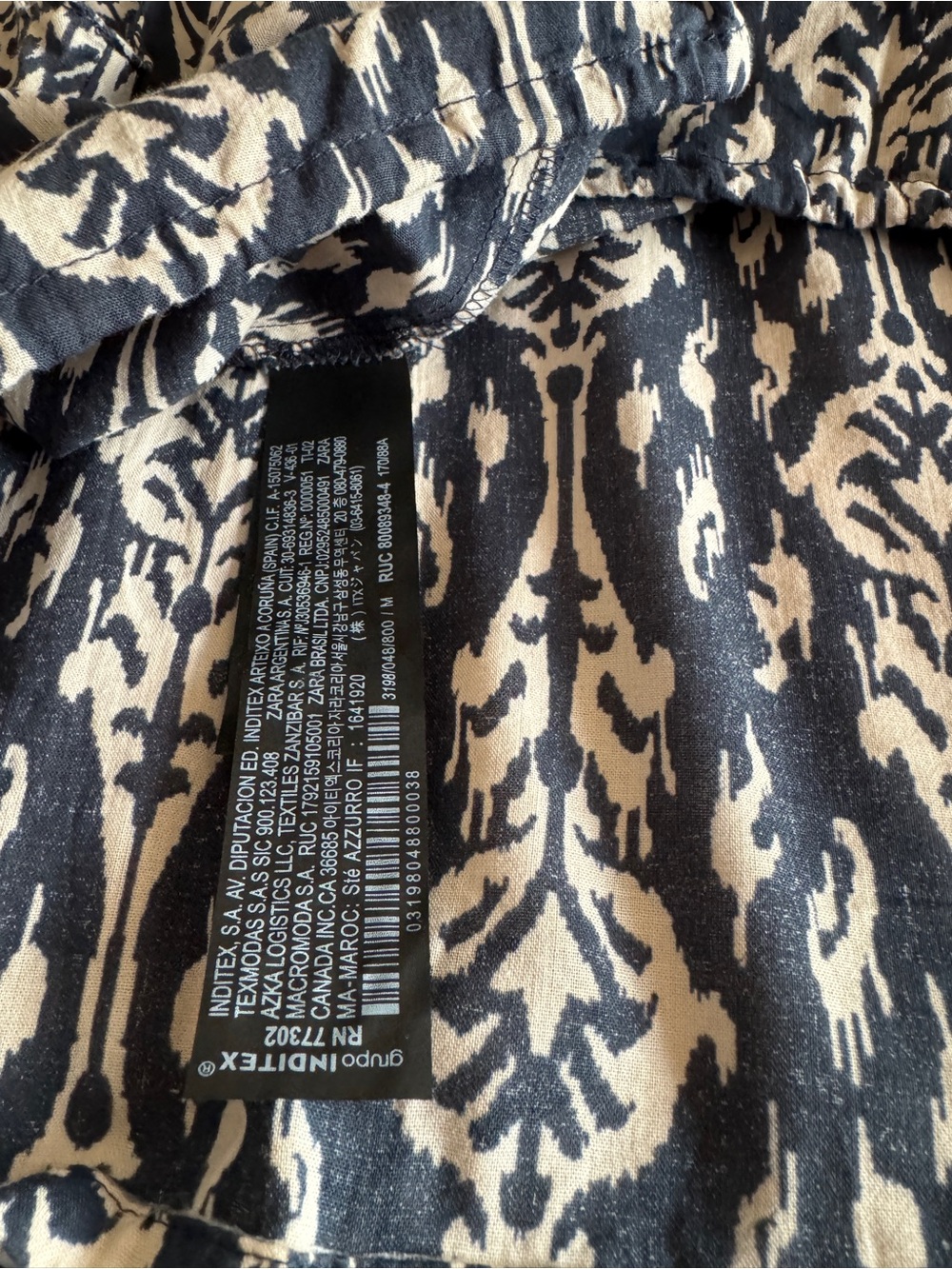 🛍️SALE🛍️ Zara Navy & Beige Ikat-Print Crop Top & Wide-Leg Pants SET (2 Pieces) - Picture 6 of 13